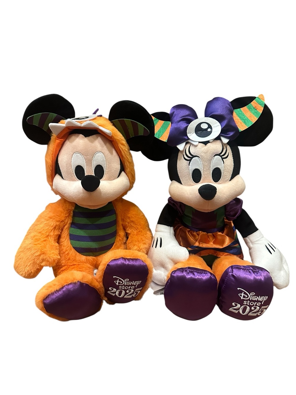 Disney Store 2025 Halloween Mickey & Minnie Plush Pair 15" Pre-Owned Monster